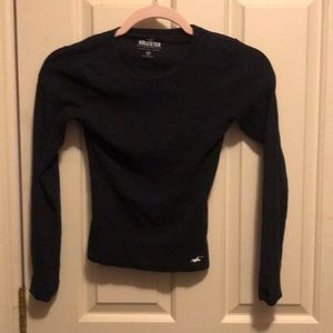basic black cropped ribbed longsleeve